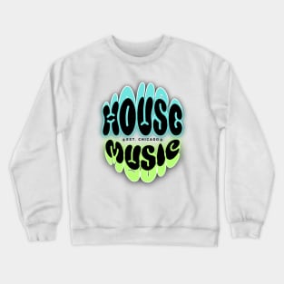 HOUSE MUSIC  - Puffy Y2K Logo Glow (black/lime/blue) Crewneck Sweatshirt